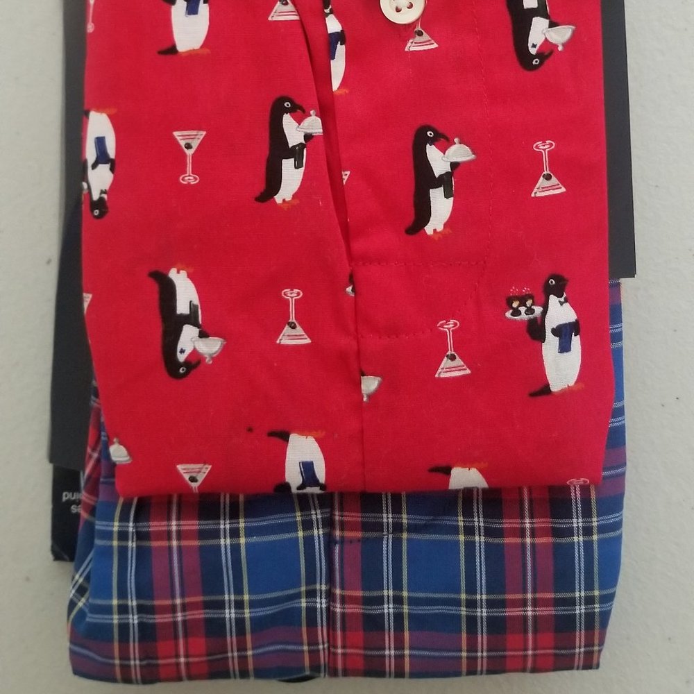 NWT CHAPS MENS 2 PACK BOXERS RED PENGUINS Small